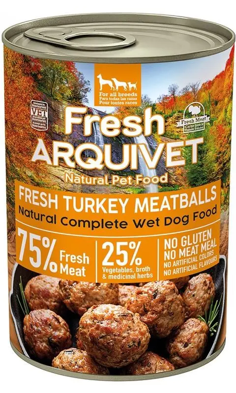 ARQUIVET Fresh Turkey Meatballs - Wet Dog Food - 400g