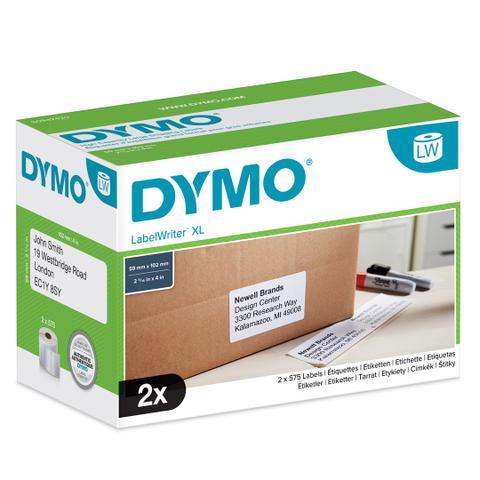 DYMO Authentic LabelWriter High-Capacity Shipping Labels | (59 mm x 102 mm) | 2 Rolls of 575 Easy-Peel Labels (1,150 Mailing Labels) | Self-Adhesive | for LabelWriter 4XL/5XL Label Makers