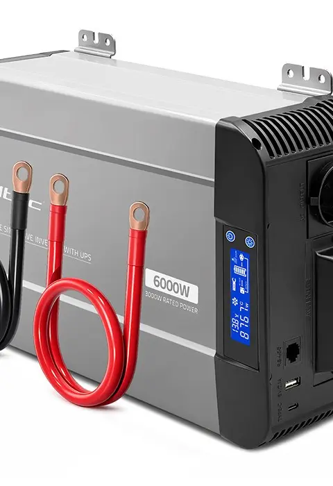Qoltec Przetwornica napięcia Pure Sine Wave | 12V na 230V | 3000/6000W | UPS BYPASS | LCD | USB | USB-C | Kompatybilna z LiFePO4 GEL AGM