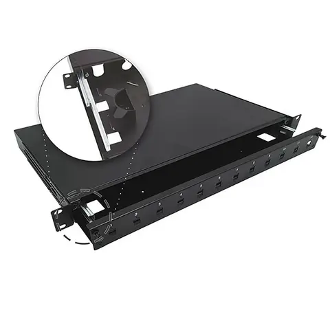 Alantec 12xSC simplex / 12xLC duplex 19" 1U telescopic fibre optic patch panel with mounting accessories
