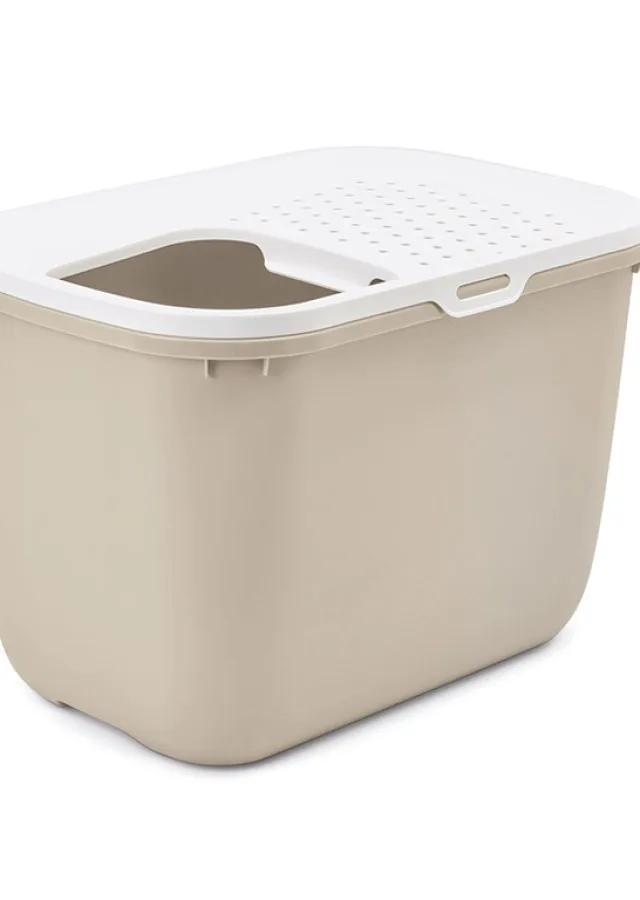 SAVIC HOP Coffee Brown With White Lid – Cat Litter Tray – 58.5x39x39.5 Cm – 1 Pc.