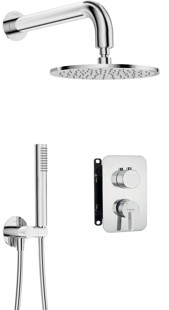 Concealed Shower Set With Mixer Box - With Overhead Shower