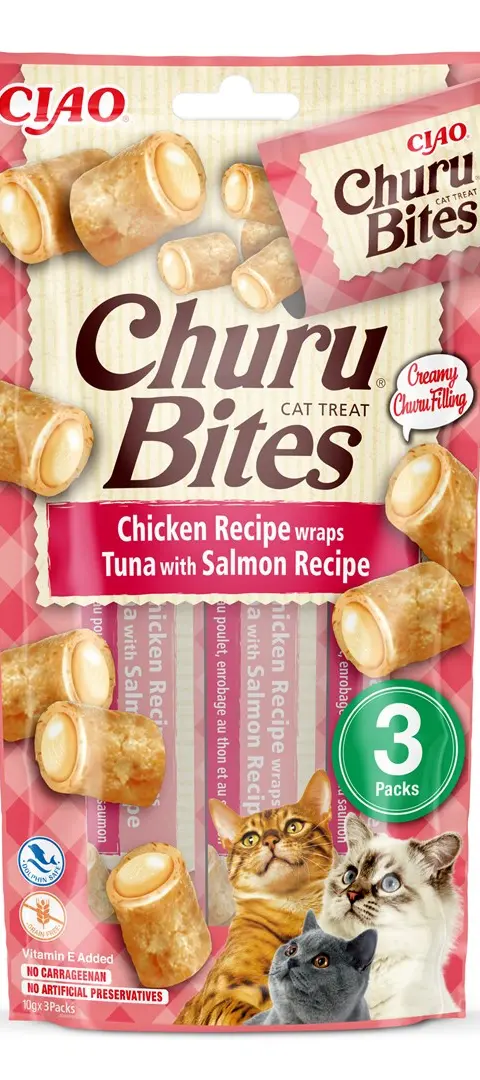 INABA Churu Bites Chicken With Tuna And Salmon - Cat Treats - 3x10 G