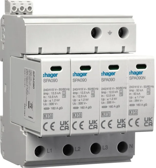 SPA931 SPD SURGE PROTECTIVE DEVICE T1+T2 B+C 4P 4M 12.5/50KA 1.5KV TNS