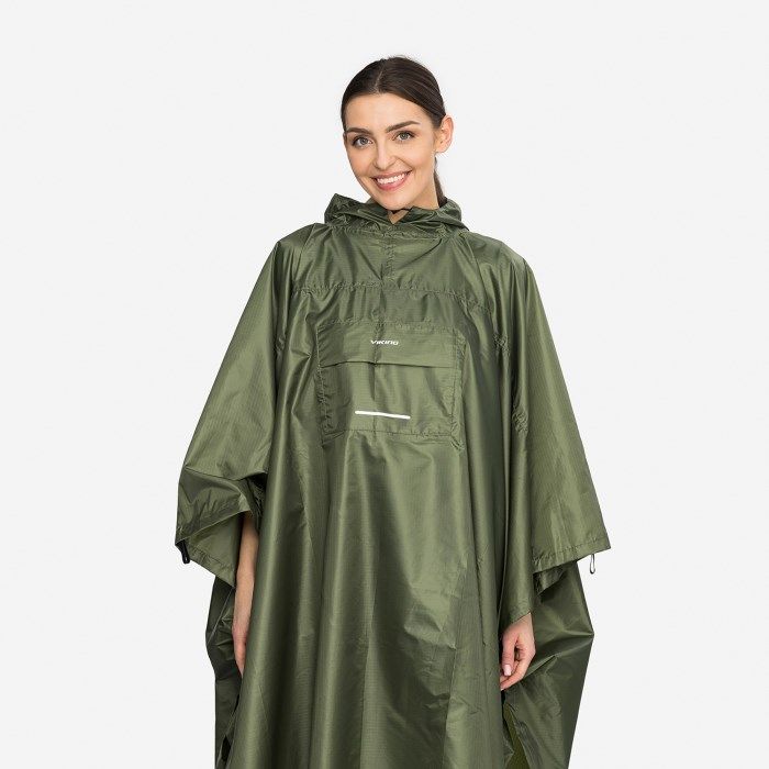 VIKING Vesper Adult Rain Poncho Green Backpack (Plain)