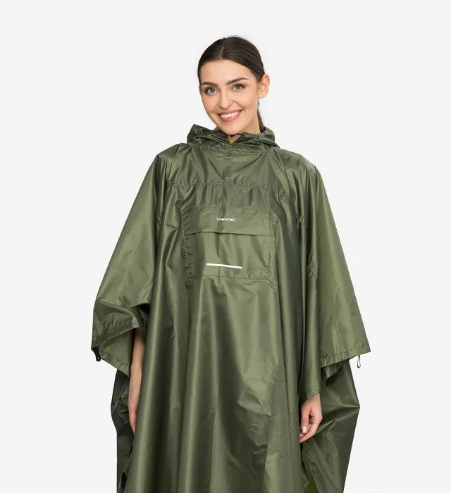 VIKING Vesper Adult Rain Poncho Green Backpack (Plain)