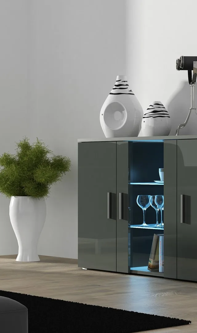Cama Sideboard 120 Cm SOHO S7 Grey/Grey Gloss