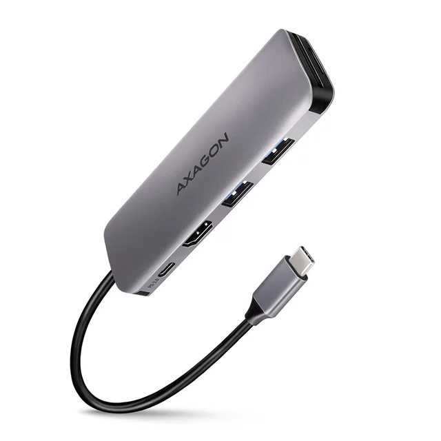 Axagon HMC-5 USB 3.2 Gen 1 hub, 2x USB-A, HDMI, SD/microSD, PD 100W, 20cm USB-C cable