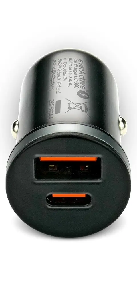 Car Charger EverActive CC-30Q USB USB-C QC 3.0 PD 35W