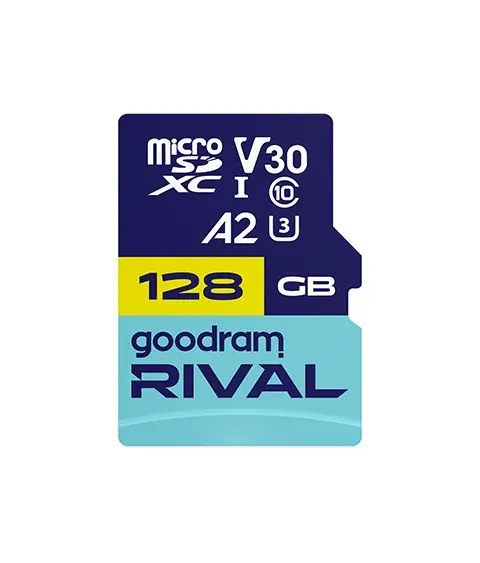 GOODRAM MicroSDXC 128GB V30 A2 UHS I U3 RIVAL Adapter