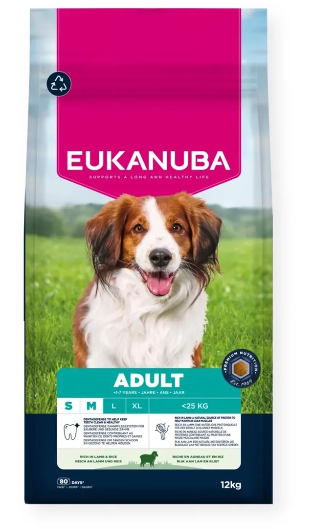 EUKANUBA Adult Small/Medium Rich In Lamb Rice - Dry Dog Food - 12kg