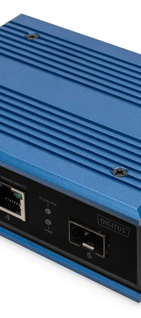 Digitus 4 port Fast Ethernet network switch, industrial, unmanaged, 1 SFP FE uplink