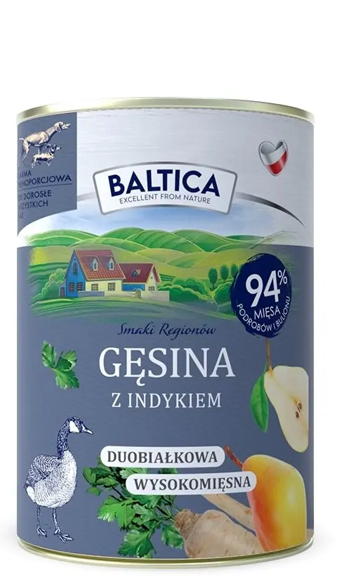 BALTICA Smaki RegionóW Goose With Turkey - Wet Dog Food - 400g