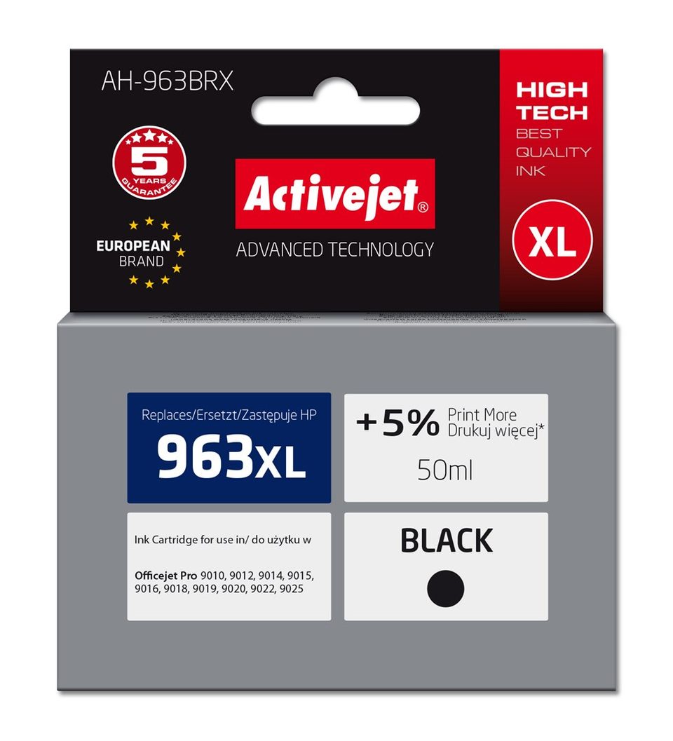 Activejet AH-963BRX ink for HP printers, Replacement HP 963XL 3JA30AE; Premium; 2100 pages; black