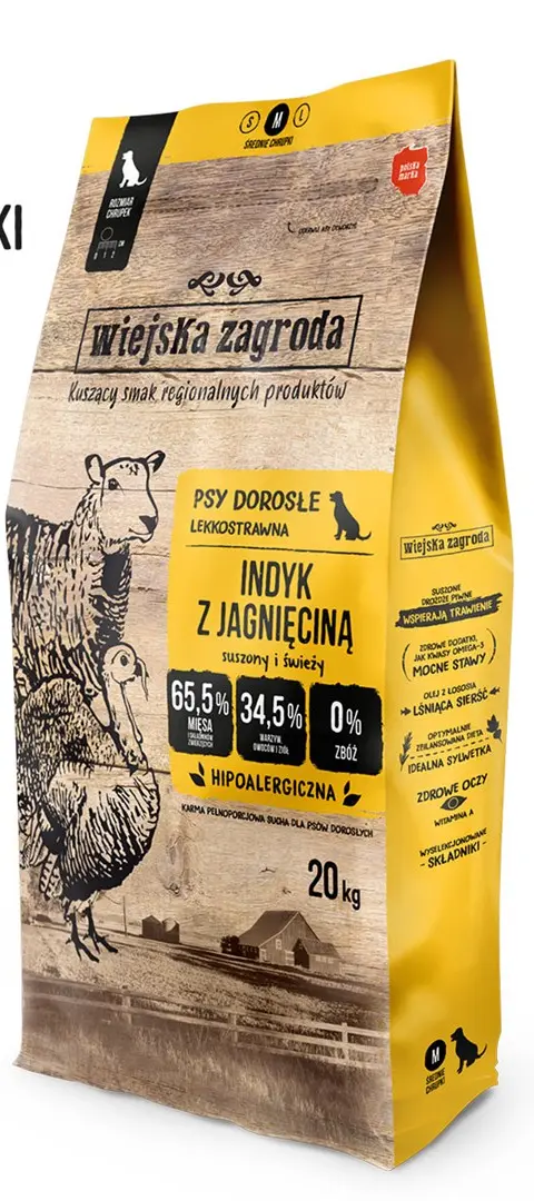 WIEJSKA ZAGRODA Turkey With Lamb M - Dry Dog Food - 20kg