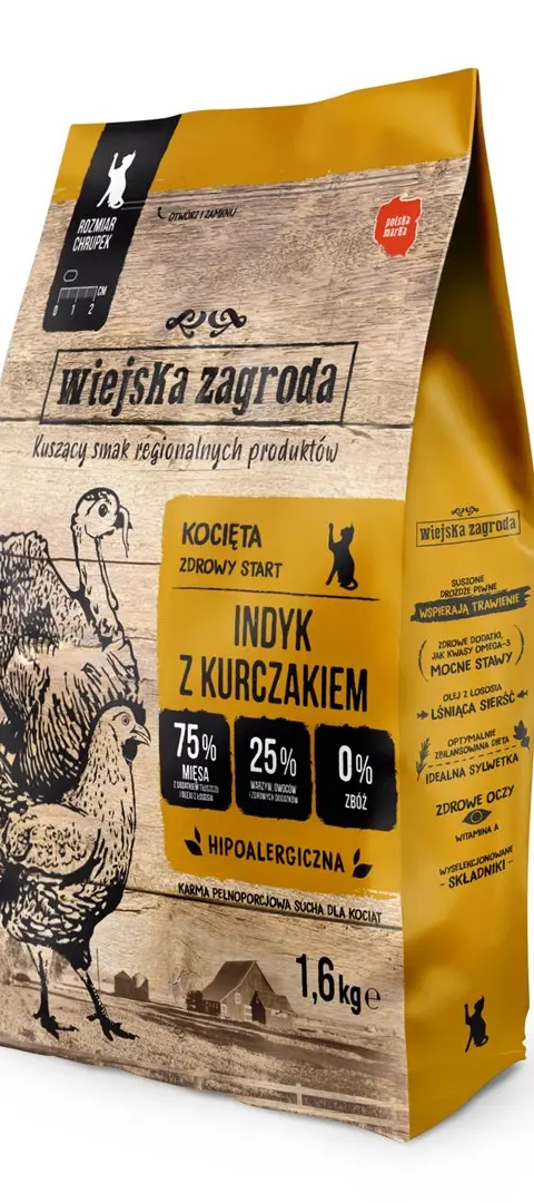 WIEJSKA ZAGRODA Turkey And Chicken For Kittens - Dry Cat Food - 1 6kg