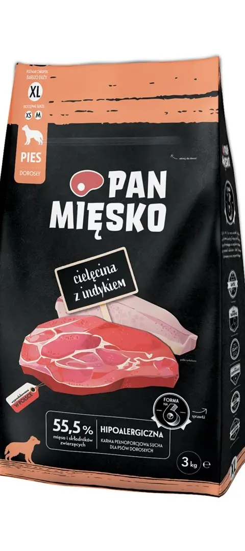 PAN MIĘSKO Veal With Turkey XL - Dry Dog Food - 3kg