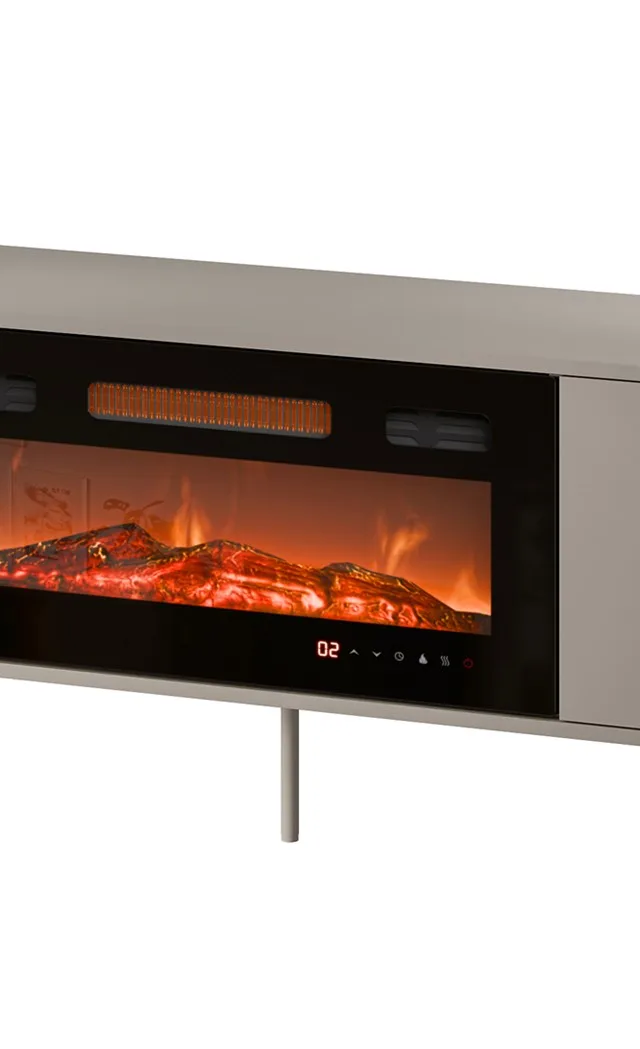 Cama RTV Cabinet EF Fireplace Black TRESSE 180x40x54.5 Cashmere Matt
