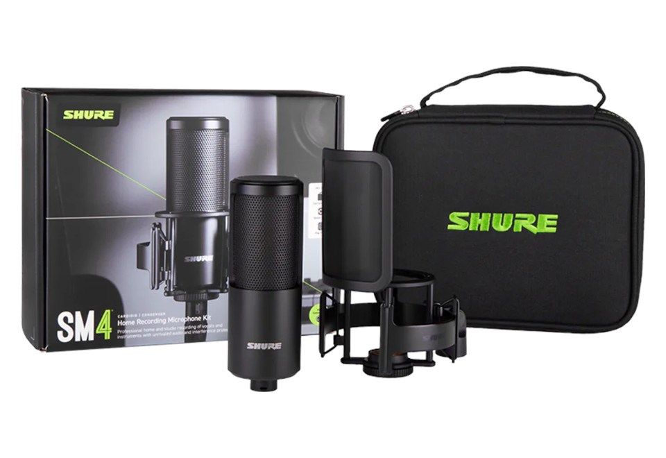 Shure SM4-K-KIT - Condenser Microphone Externally Polarised Handle Popfilter Case