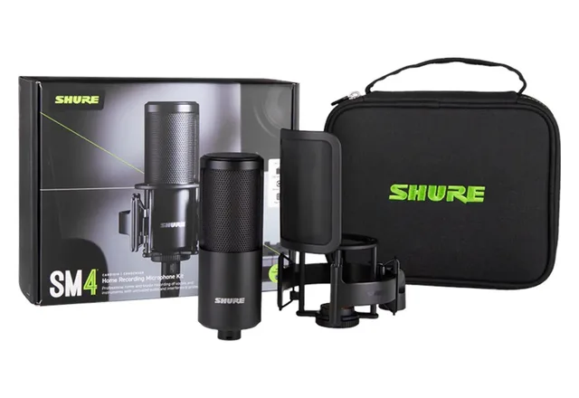 Shure SM4-K-KIT - Condenser Microphone Externally Polarised Handle Popfilter Case