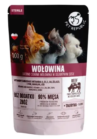 PET REPUBLIC Sterile Beef Finely Chopped - Wet Cat Food 100 G