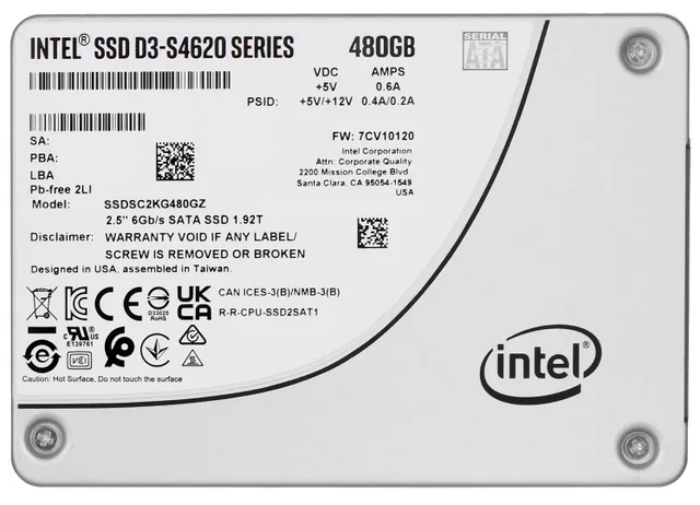 D3 SSDSC2KG480GZ01 internal solid state drive 480 GB 2.5" Serial ATA III TLC 3D NAND