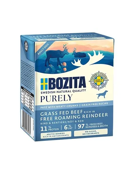 BOZITA Purely Paté Duoprotein Beef And Reindeer - Wet Dog Food - 370g