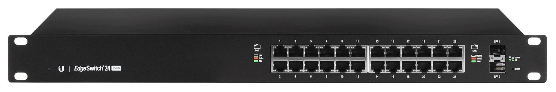 Ubiquiti EdgeSwitch 24 250W Managed L2/L3 Gigabit Ethernet (10/100/1000) Power over Ethernet (PoE) 1U Black