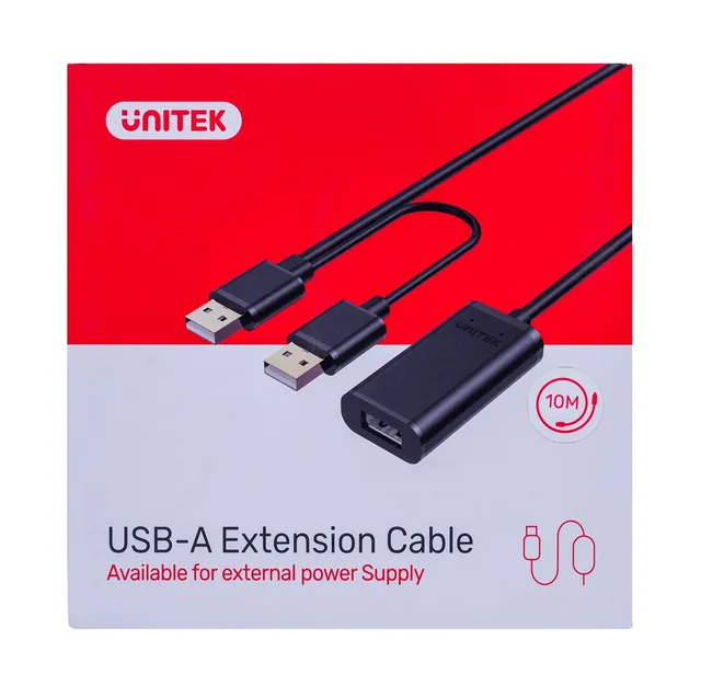 UNITEK Y-278 USB cable USB 2.0 10 m 2 x USB A USB A 0.48 Gbit/s Black