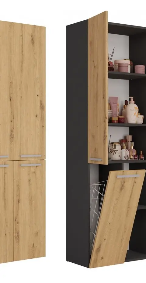 Topeshop NEL 1K DD ANT/ART KP Bathroom Storage Cabinet Graphite Oak