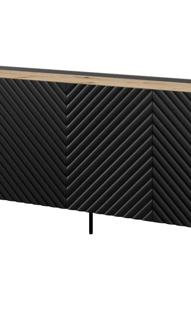 D RTV Cabinet ONDA 200x40x35-54 Black (Standing Or Wall Mounted) 4