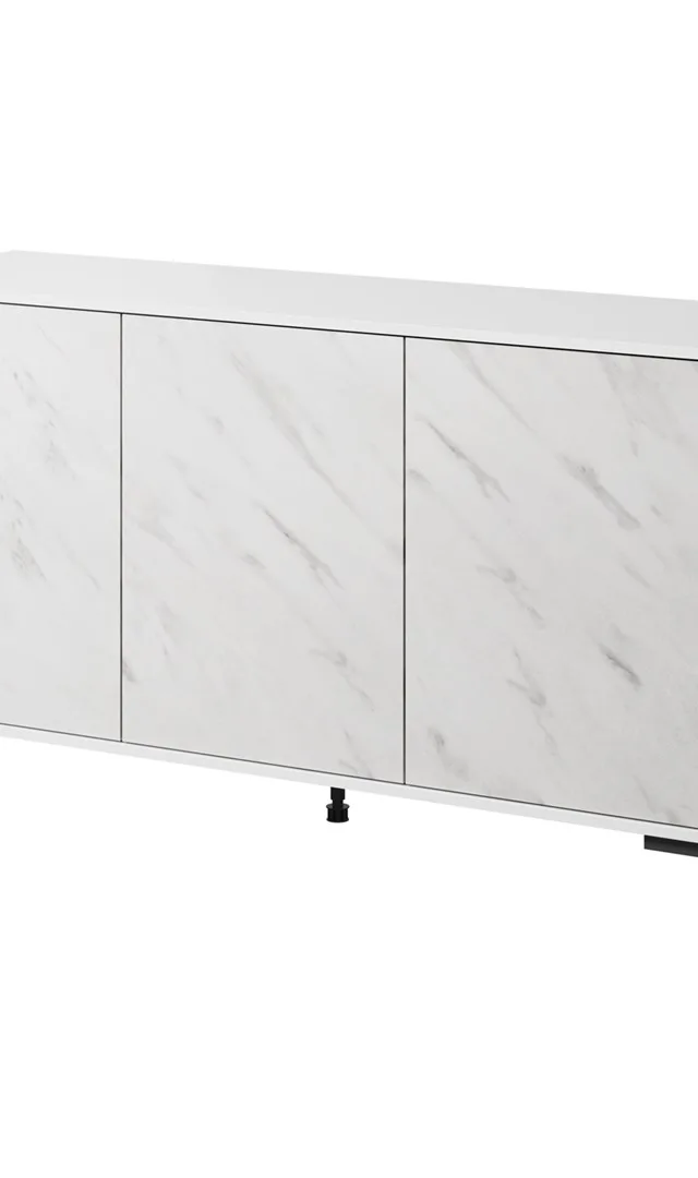 MARMO 3D Chest Of Drawers 150x45x80.5 Cm White Matt/Marble White
