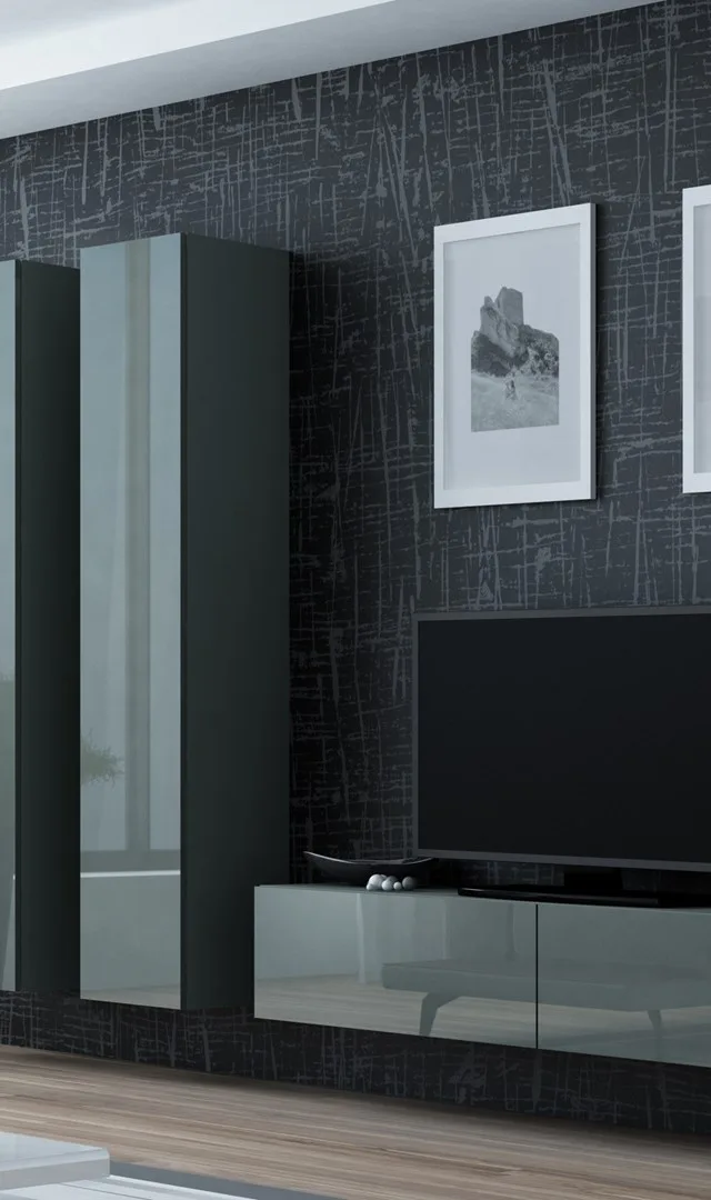 Cama Living Room Cabinet Set VIGO 9 Grey/Grey Gloss