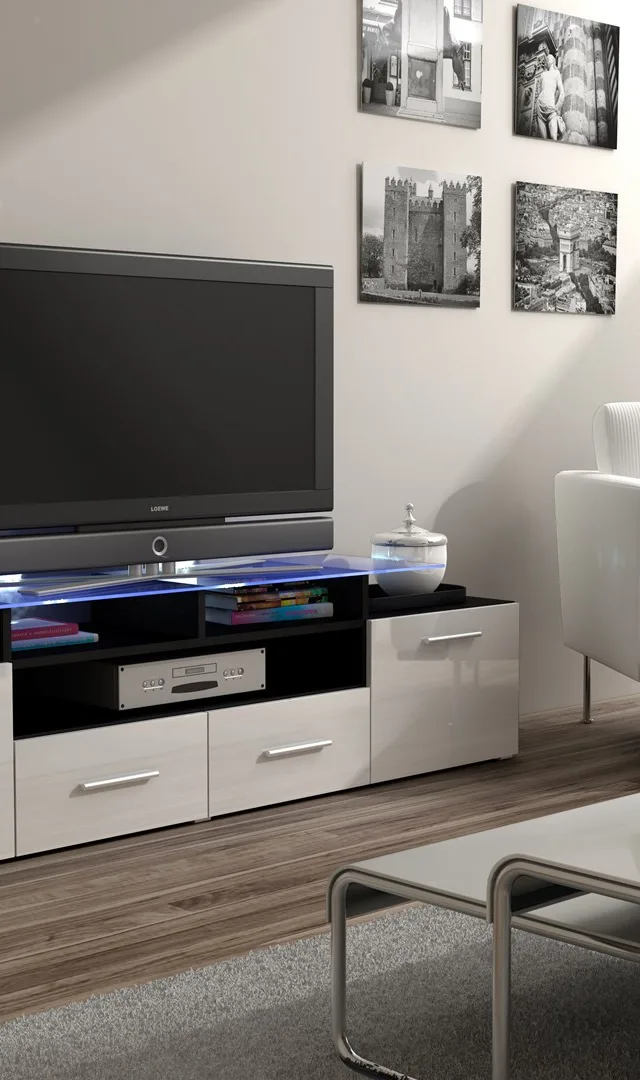 Cama TV Stand EVORA 200 Black/White Gloss