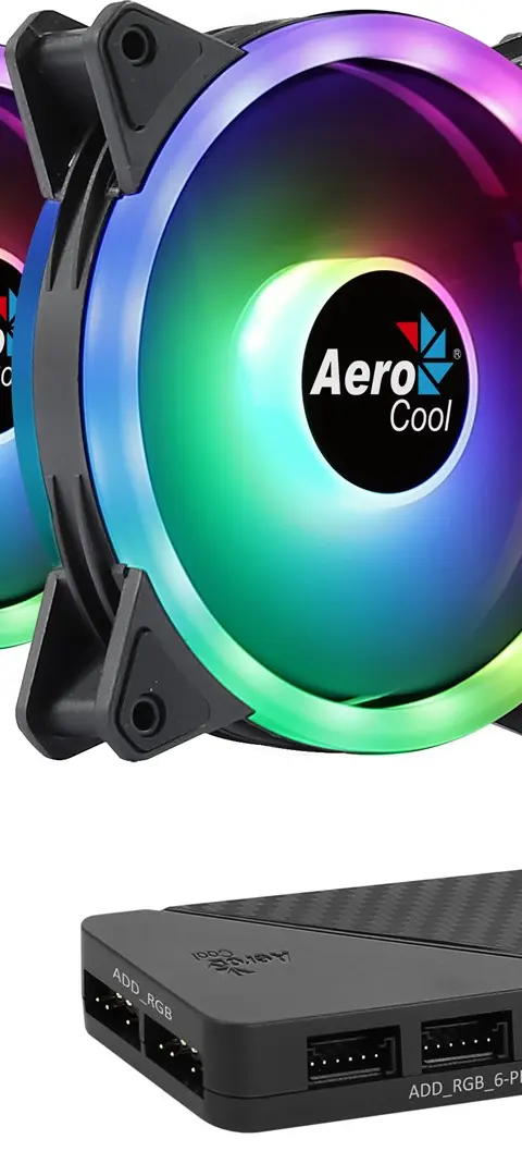 Aerocool DUO12PRO Kit 3xFan 12cm ARGB LED Dual Ring Antivibration 6 Pins Black