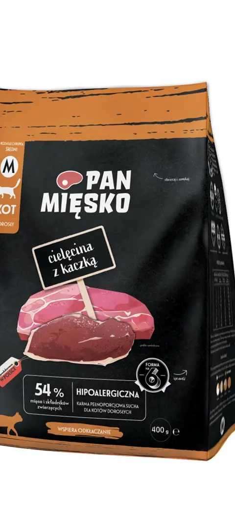 PAN MIĘSKO Veal With Duck M - Dry Cat Food - 400g