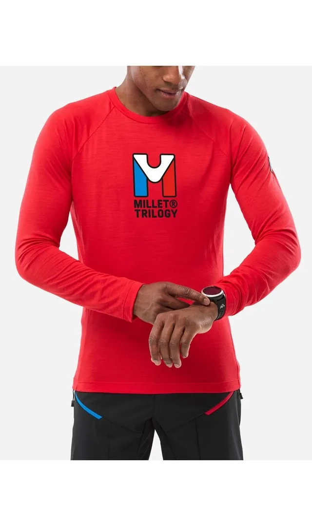 Koszulka męska MILLET Trilogy Wool Ts Ls M czerwona - M