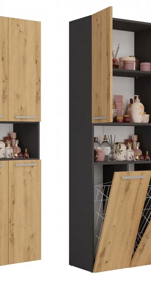 Topeshop NEL 2K DK ANT/ART KP Bathroom Storage Cabinet Graphite Oak