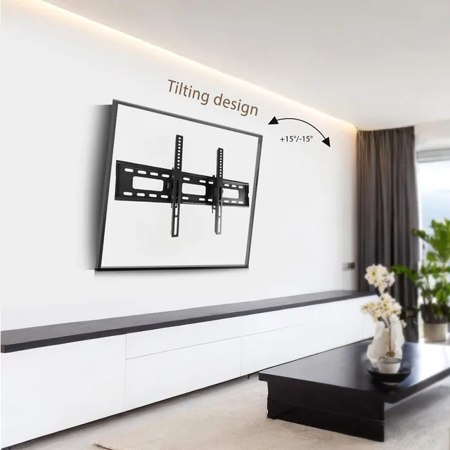 Maclean TV MC-421 Wall Mount Bracket 32 90 VESA 600x400 80kg Tilting Universal Adjustable Spirit Level Accessories Flat Slim