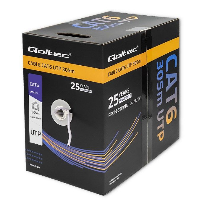 Qoltec UTP Cable/Twisted Pair CAT6 305m PVC Grey