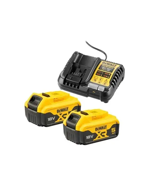 DeWalt DCB1104P2-QW Set Charger DCB1104 2 Batteries DCB184 18 V 5 Ah