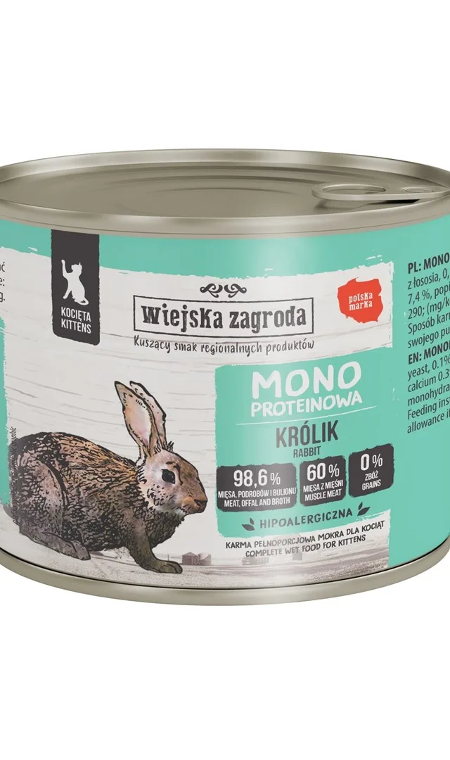 WIEJSKA ZAGRODA Rabbit Monoprotein For Kittens - Wet Cat Food - 200g