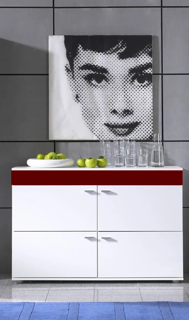Cama Sideboard LOGO II BLACK 120/42/78 White/Bordeaux Gloss
