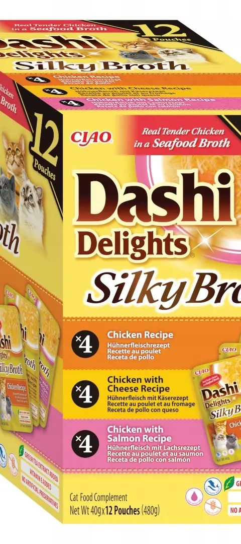INABA Dashi Delights Silky Broth Chicken And Salmon Mix - Wet Cat Food - 12x40g