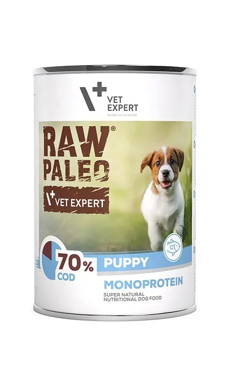 VETEXPERT Raw Paleo Puppy Monoprotein Cod - Wet Food For Puppies - 400 G