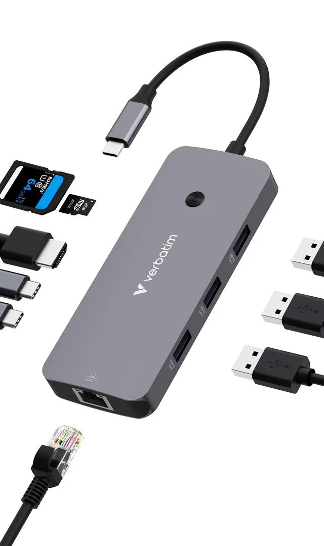 Verbatim CMH-09 USB Type-C 10000 Mbit/s Silver