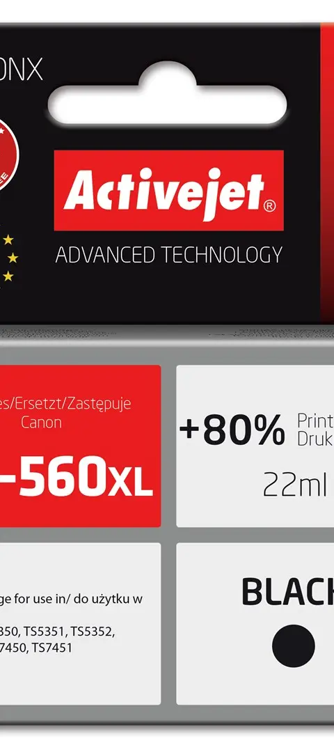 Activejet AC-560NX Printer Ink for Canon, Replacement Canon PG-560XL; Supreme; 22 ml; black
