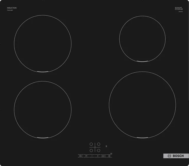 Bosch Serie 4 PUE611BB5D Hob Black Built-In 59.2 Cm Zone Induction Hob 4 Zone(S)
