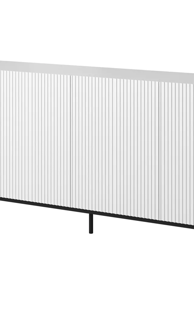PAFOS Chest Of Drawers On A Black Steel Frame 200x40x102 Cm White Matt