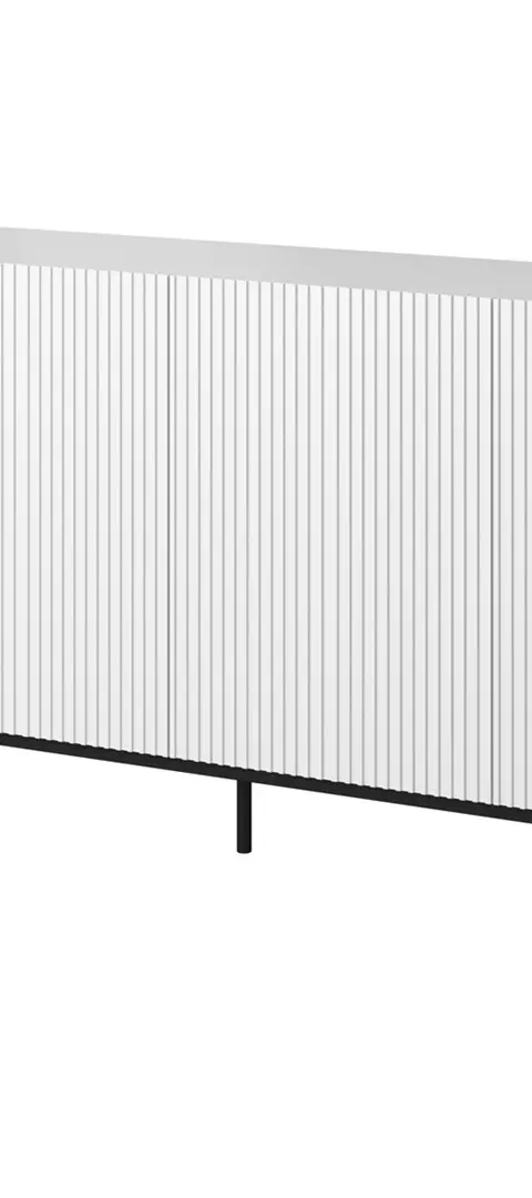 PAFOS Chest Of Drawers On A Black Steel Frame 200x40x102 Cm White Matt